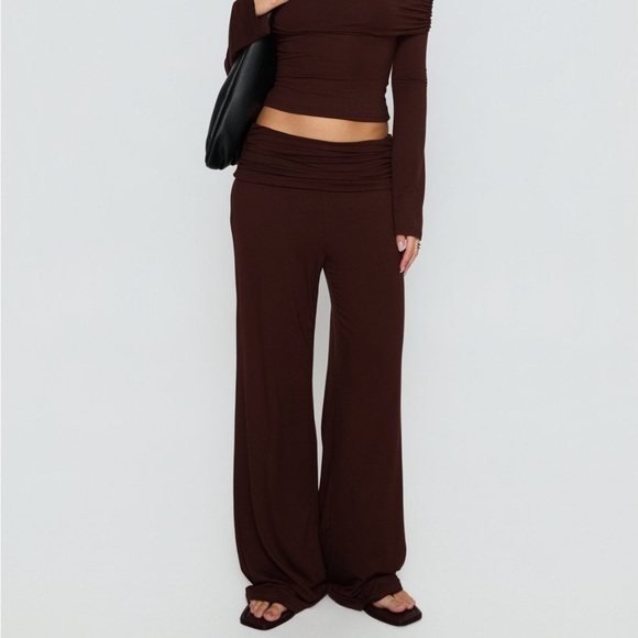 Princess Polly Pants - Fawne Ruched Folded Pants Brown